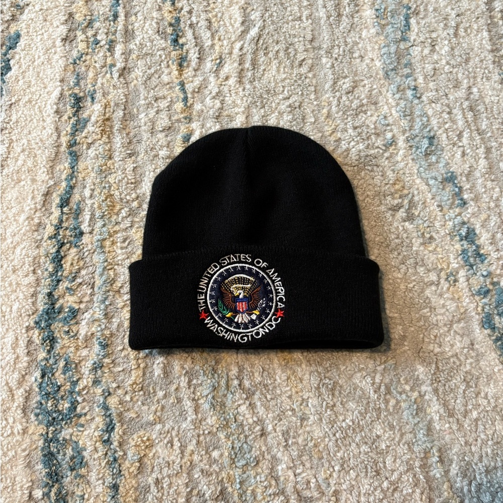 Black Beanie with USA Seal Embroidery